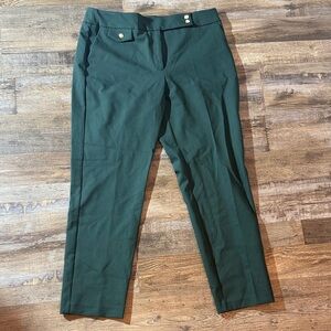 Rachel Zoe Forest Green Hi-Rise Slim Leg Trousers with Accent Buttons